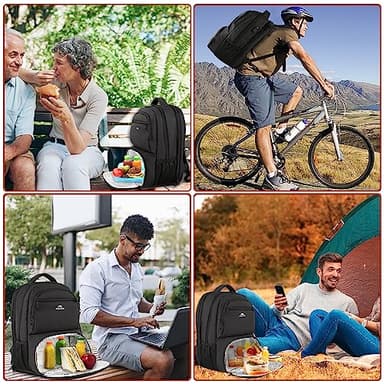 MATEIN Lunch Backpack for Men, 18 Inch Large Insulated Backpack Cooler with USB Charging Port, Water Resistant Laptop Back pack with Lunch Box Bag for Work Travel Business College Picnic, Black - Image 7