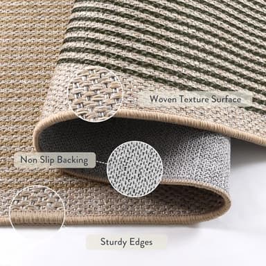 Lahome Rainbow 20"x32" Door Mat Indoor Entrance, Small Indoor Outdoor Door Easy Jute Rug, Farmhouse Neutral Non Slip Non Shedding Washable Kitchen Mats for Floor Entryway - Image 3