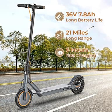 Electric Scooter for Adults, 8.5" Solid Tire, 350W Motor, 280Wh Capacity Battery, 19 Miles Long Range, Max 19 Mph Folding E-Scooter with Dual Brakes & Smart APP - Image 6
