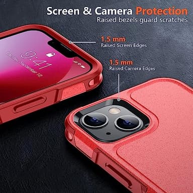 SPIDERCASE Designed for iPhone 13 Case, [10 FT Military Grade Drop Protection] [with 2 pcs Tempered Glass Screen Protector] Cover for iPhone 13 6.1 inch (Red) - Image 3