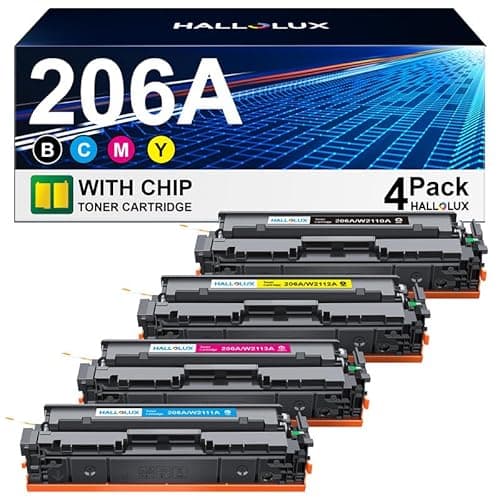 HALLOLUX 206A 206X Toner Cartridges (with Chip) for HP 206A Toner Cartridges 4 Pack Compatible with Laserjet Pro MFP M283fdw M283cdw M255dw M282nw Printer Toner (BCMY, 4P) - Image 1