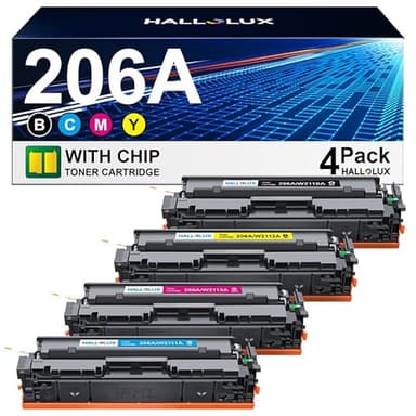 HALLOLUX 206A 206X Toner Cartridges (with Chip) for HP 206A Toner Cartridges 4 Pack Compatible with Laserjet Pro MFP M283fdw M283cdw M255dw M282nw Printer Toner (BCMY, 4P) - Image 1
