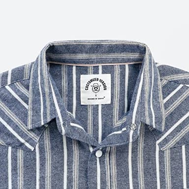 Dubinik® Flannel Shirt for Men Western Cowboy Pearl Snap Shirts for Men Long Sleeve Vintage Buttons Down Plaid Shirt - Image 3