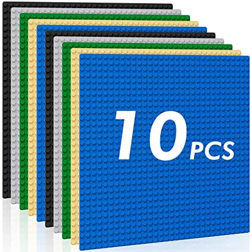 Pokiiulk Classic Baseplates Building Plates-Pack of 10 Large 10" x 10" Building Bricks, Compatible with All Major Brands and Activity Table, Perfect STEM Gift for Builders Age 3+ (Multicolored) - Image 1