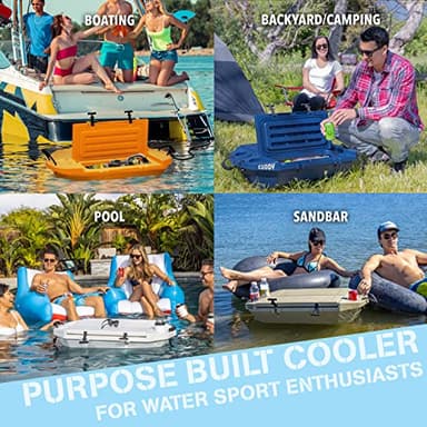GoSports Outdoors Cuddy Floating Cooler and Dry Storage Vessel - 40QT - Amphibious Hard Shell Design, Tan - Image 3
