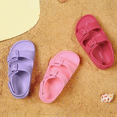 INMINPIN Toddler Boys Girls Buckle Sandals Comfort Open Toe Sandal with Adjustable Back Strap, Pink, 10 Toddler - Image 7
