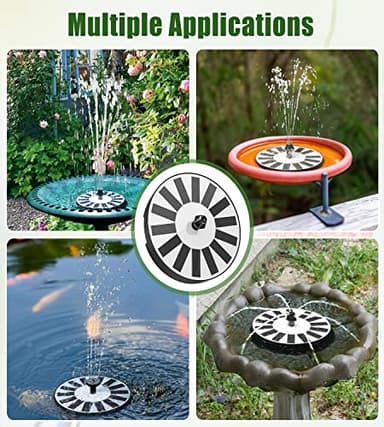 GAIZERL Solar Fountain Bird Bath Fountains Pump Upgraded 100% Glass Panel, Solar Powered Water Fountain with 8 Nozzle & 4 Fixer for Garden, Pond, Pool, Patio, Outdoor - No Battery Needed - Image 6