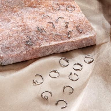 UBGICIG 20 Pcs 20G Silver Nose Rings Hoop Studs Sets for Women 316L Surgical Stainless Steel Screw Hypoallergenic Nostril Piercing Jewelry - Image 3