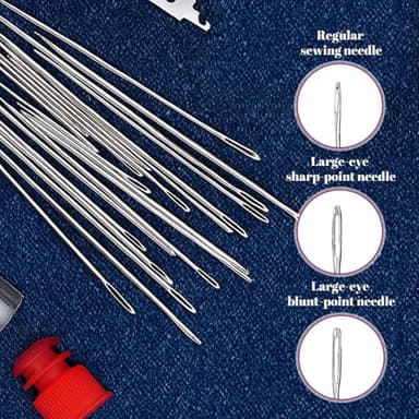 2025 New Big Eye Steel Sewing Needles Kit, 37Pcs Sewing Tool Set Fix Anything Anytime Portable Beginner-Friendly, Upgrade Needle Thread Hand DIY Embroidery Crafting Kit Tool (31Pcs) - Image 5