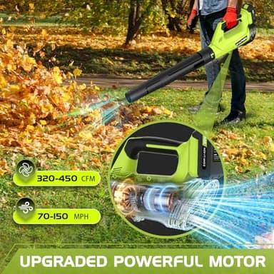 Leaf Blower, Electric Cordless Leaf Blower with 2 Batteries and Charger, 2 Speed Mode, Lightweight Leaf Blowers for Blowing Leaves, Lawn Care, Patio Cleaning and Dust - Image 5