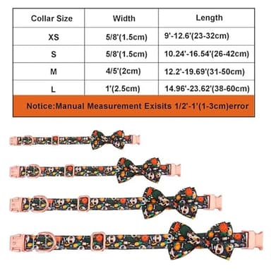Hilkycton Dog Collar and Leash Set with Flower Bow Tie Girls Dog Collar Metal Buckle Adjustable for Small Medium Large Dogs Skull Skeleton-M - Image 5