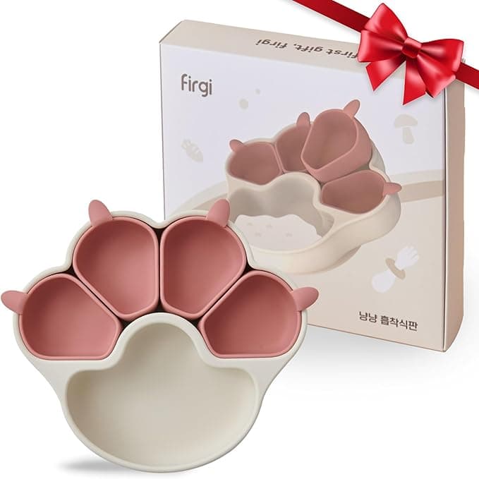 MEOW Dry Rose Divided Silicone Toddler Suction Plates Non-Slip Silicon Plate for Baby Led Weaning Supplies BPA Free Travel Non-Toxic Kids Tray with Suction - Image 1