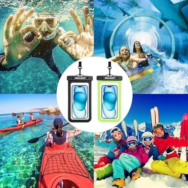 Hiearcool Waterproof Phone Pouch,Waterproof Phone Case for iPhone 17 16 15 14 13 Pro Max Plus up to 8.3",IPX8 Cellphone Dry Bag for Beach Cruise Travel Black&Olive Green-2Pack - Image 7