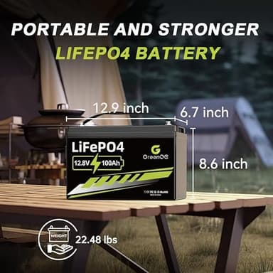 GREENOE 12V 100Ah LiFePO4 Battery Group 31 With Built-in 100A BMS, 15000 Deep Cycles Rechargeable Lithium Battery Prefect for Solar System, Rvs, Marine, Vans, Trailer, Backup (12V 100Ah*2) - Image 5