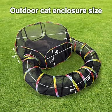 CLKHOWL Outdoor Cat Enclosure, Portable Cat Tents for Outside, Cage Free Outside Cat Playpen Pet Enclosure, Cat Tunnel Outdoor Playground for Indoor Cats & Small Animals - Image 2