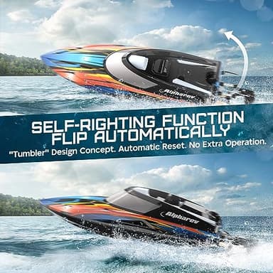 ALPHAREV RC Boat - R308 32+ KPH Fast Remote Control Boat for Pool & Lake with Portable Suitcase, 2.4GHz Racing RC Boats for Adults & Kids, Summer Water Toy Gifts for Boys & Girls - Image 3