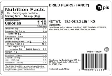 Yupik Dried Pears, 2.2 lb, Kosher, Vegan, Dried Fruits, Quartered Pieces, Naturally Sweet, No Sugar Added, Source of Fiber, Fruity Snacks, Ideal for Baking & Topping - Image 2