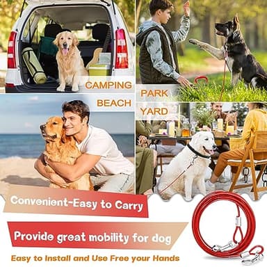 Supet Dog Tie Out Cable and Stake 32/16/10 ft Outdoor, Yard and Camping, for Medium to Large Dogs Up to 125 lbs, 16" Stake, 32/16/10 ft Cable with Durable Spring and Metal Hooks for Outdoor - Image 7