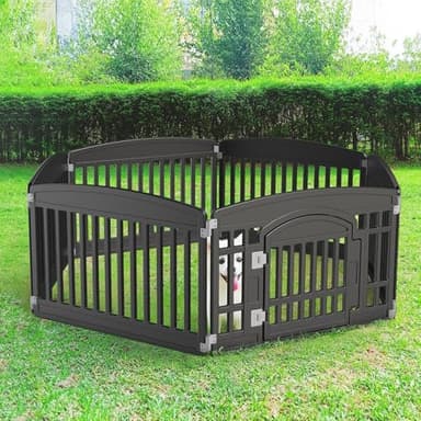 Sweetcrispy Plastic Dog Playpen - 6-Panel 24" Expandable & Durable Pet Fence for Medium Dogs - Indoor & Outdoor Portable Puppy Playpen with Secure Locking Door, Black - Image 3