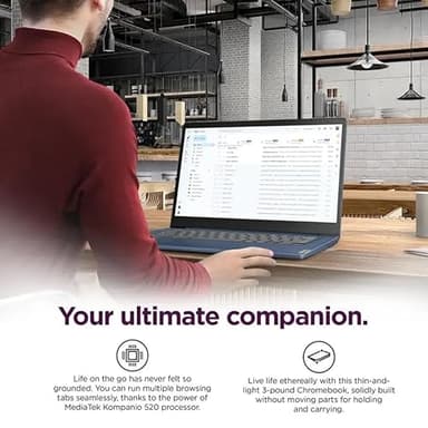 Lenovo IdeaPad Slim 3 Chromebook - 14'' Touchscreen Full HD Display • 8-Core MediaTek Kompanio 520 CPU • 4GB RAM • 64GB eMMC & 256GB Micro SD Card • Wi-Fi 6 • for Business Student • Chrome OS • Blue - Image 4