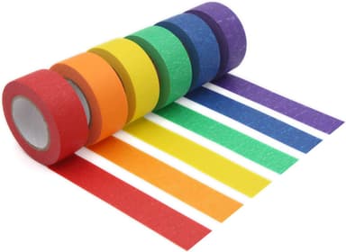 Colored Masking Tape, Colored Painters Tape for Arts & Crafts, Labeling or Coding - Art Supplies for Kids - 6 Different Color Rolls - Masking Tape 1 Inch x 13 Yards (2.4cm X 12m - Image 2