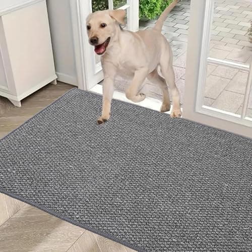 Front Door Mat Outside Entrance, Welcome Mat Outdoor, Indoor Entryway Rug, Dirt Trap Non-Slip Washable Low Profile, Muddy Resistant, Absorbent Fade-Resistant for Front Back Door Indoor 36"x24" Grey - Image 1
