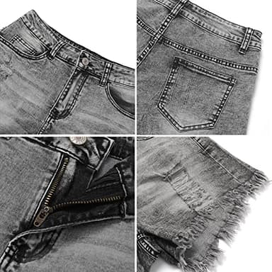 CHICZONE High Waist Jean Shorts for Women Casual Summer Frayed Hem Cutoff Ripped Denim Shorts Grey S - Image 5