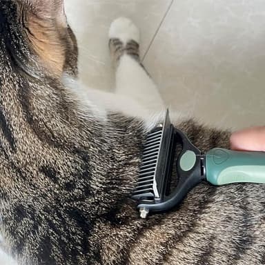 OldSerenWay Pet Grooming 2 in 1 Rake Comb Dog Undercoat Dematting Deshedding Brush Hair Removal Tool for Pets Removing Mats and Tangles (Small) - Image 4