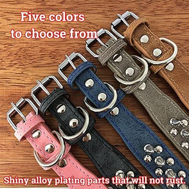 Spiked Studded Dog Collar-Chrome Round Stud Anti-Bite Collar (Blue,M) - Image 4