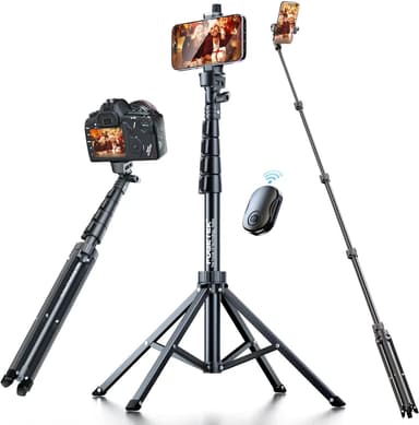 Fugetek 62" Selfie Stick Tripod for iPhone, Stable 4 Leg Design, Bluetooth Remote, Aluminum Stick & Legs, Lightweight, Portable All in One, Compatible with iPhone & Android, Non Skid Feet - Image 2