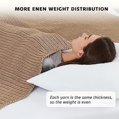 L'AGRATY Knitted Weighted Blanket - 48"x72" 15lbs Cooling Chunky Knit Heavy Blanket for Adults Braided Crochet Throw Thick Cable Yarn Knit Decorative No Beads Evenly Weighted Machine Washable - Image 7