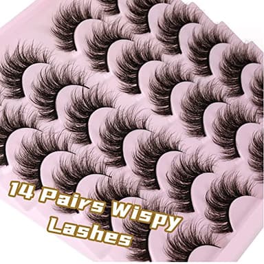 14 Pairs Wispy Mink Lashes False Eye Lashes Natural Look 5D Volume 16mm Fake Eyelashes Pack by TNFVLONEINS - Image 4