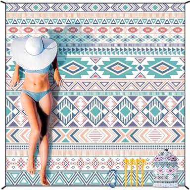 HIHOHO Beach Blanket Waterproof Sandproof Extra Large Beach Mat 79" X 83"/120"x108"for 1-8 Adults Quick Drying Durable Outdoor Picnic Mat for Beach Travel Camping Hiking - Image 1