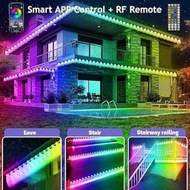 FBZ 300FT Permanent Outdoor RGB Lights - IP67 Waterproof with Smart App Control Remote,DIY Scene Modes, Music Synchronization,Eaves Lights for Garden Decor,Deck,Christmas - Image 2