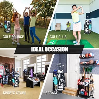 Mythinglogic Golf Bag Storage Organizer Rack-Golf Clubs Organization for Garage, Golf Bag Stand with Movable Hanging Hooks, Golf Equipment and Accessories Storage Racks for Garage,Shed,Basement - Image 11