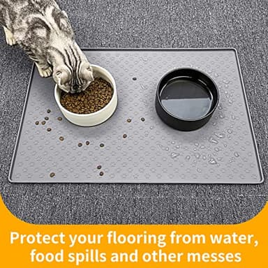 Ptlom Pet Placemat for Dog and Cat, Mat for Prevent Food and Water Overflow, Suitable for Small, Medium and Big Pet,24.5" 16.5", Grey - Image 5