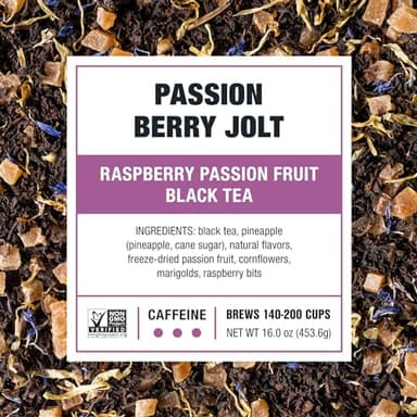 Tiesta Tea - Passion Berry Jolt, Loose Leaf, Raspberry Passion Fruit Black Tea, Premium Blend, Caffeinated Black, Make Hot or Iced Brews Up to 200 Cups, 16oz Resealable Bulk Pouch - Image 2