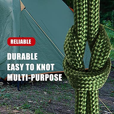 650lb Paracord/Parachute Cord - 9 Strand Paracord Rope - 100', 200' Spools of Parachute Cord, Type III Paracord for Camping, Hiking and Survival (Army Green, 200 Feet) - Image 3