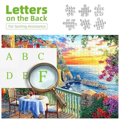 Italy Cinque Terre Jigsaw Puzzles for Adults 1000 Pieces Coastal Village Beautiful Landscape Scenery Sunset View with Letters on Back Hard Impossible Difficult challenging Family Puzzle (27.5"x19.6") - Image 3