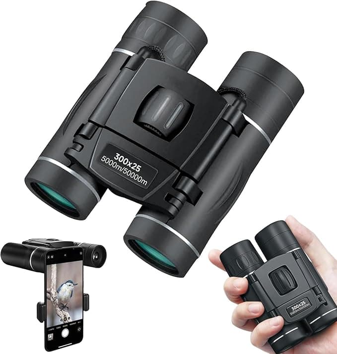 300x25 Binoculars for Adults and Kids, High Powered Mini Pocket Binoculars with Phone Adapter, Waterproof Compact Telescope for Bird Watching, Hunting, Concert, Theater, Opera, Traveling, Sightseeing - Image 1