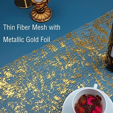 Snowkingdom 2 Pieces Gold Table Runner, Sequin Glitter Foil Metallic Thin Mesh Runner Roll 11"x108", Gold Table Decorations for Event Party, Wedding, Birthday Party, Christmas - Image 2