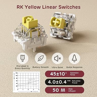 RK ROYAL KLUDGE RK84 RGB Limited Ed, 75% Triple Mode BT5.0/2.4G/USB-C Hot Swappable Mechanical Keyboard, 84 Keys Wireless Gaming Keyboard, RK Yellow Switch, Americano Black - Image 3
