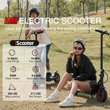 iScooter Electric Scooter for Adults & Teens, 500W Motor, Up to 15 Miles Range, 19 MPH Top Speed, Cruise Control, Dual Braking System, Foldable E-Scooter for Commuting & Campus Use - Image 2