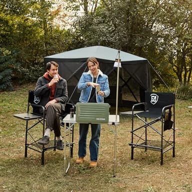 EVER ADVANCED 30.7" Seat Height Directors Chair for Makeup Artist with Side Table Easy Get in Out for Elderly Tall Camping Chair Supports 350lbs Black - Image 2