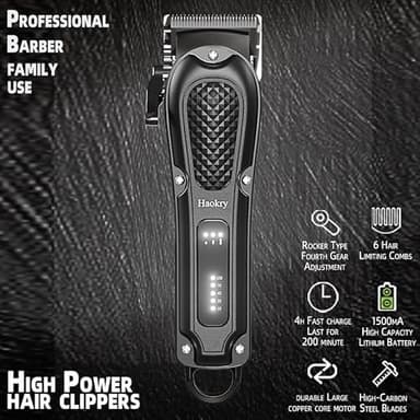 Haokry Hair Clippers for Men Professional - Cordless&Corded Barber Clippers for Hair Cutting & Grooming Rechargeable Beard Trimmer - Image 5