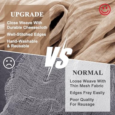 Wokceer Cheesecloth Table Runner 12Pack 10FT Nude Brown Christmas Gauze Cheese Cloth Table Runner for Party Rustic Sheer Table Runners for Baby Bridal Shower Wedding Easter Decor - Image 4