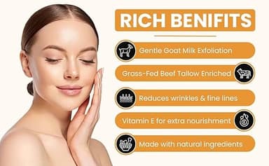 Grass Fed Beef Tallow & Goat Milk Body Lotion for Sensitive Skin, Organic Tallow Lotion - Soothes Dry Patches, Goat Milk Moisturizer - Handmade Tallow Body Lotion (Oatmeal & Honey, 8 Oz) - Image 3