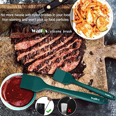 Walfos Silicone Basting Pastry Brush, 2 Size Pastry Brush Set, Perfect for BBQ Grill Kitchen Cooking, BPA Free and Dishwasher Safe, 2 Pcs (Ink Green) - Image 5