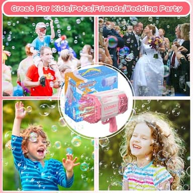 Bubble Machine Gun, 69 Holes Bubble Gun with Lights, Pink Outdoor Summer Beach Kids Bubbles Toys Birthday Wedding Party Halloween Fun for Girls Boys - Image 7