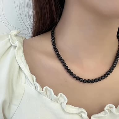 Natural Green Agate Choker Necklace Sterling Silver 6MM Round Beads Strand Necklace for Women - Image 9